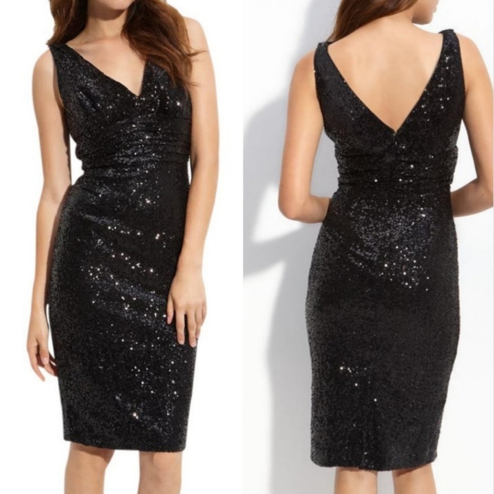 Eliza J. Sequin Black Dress